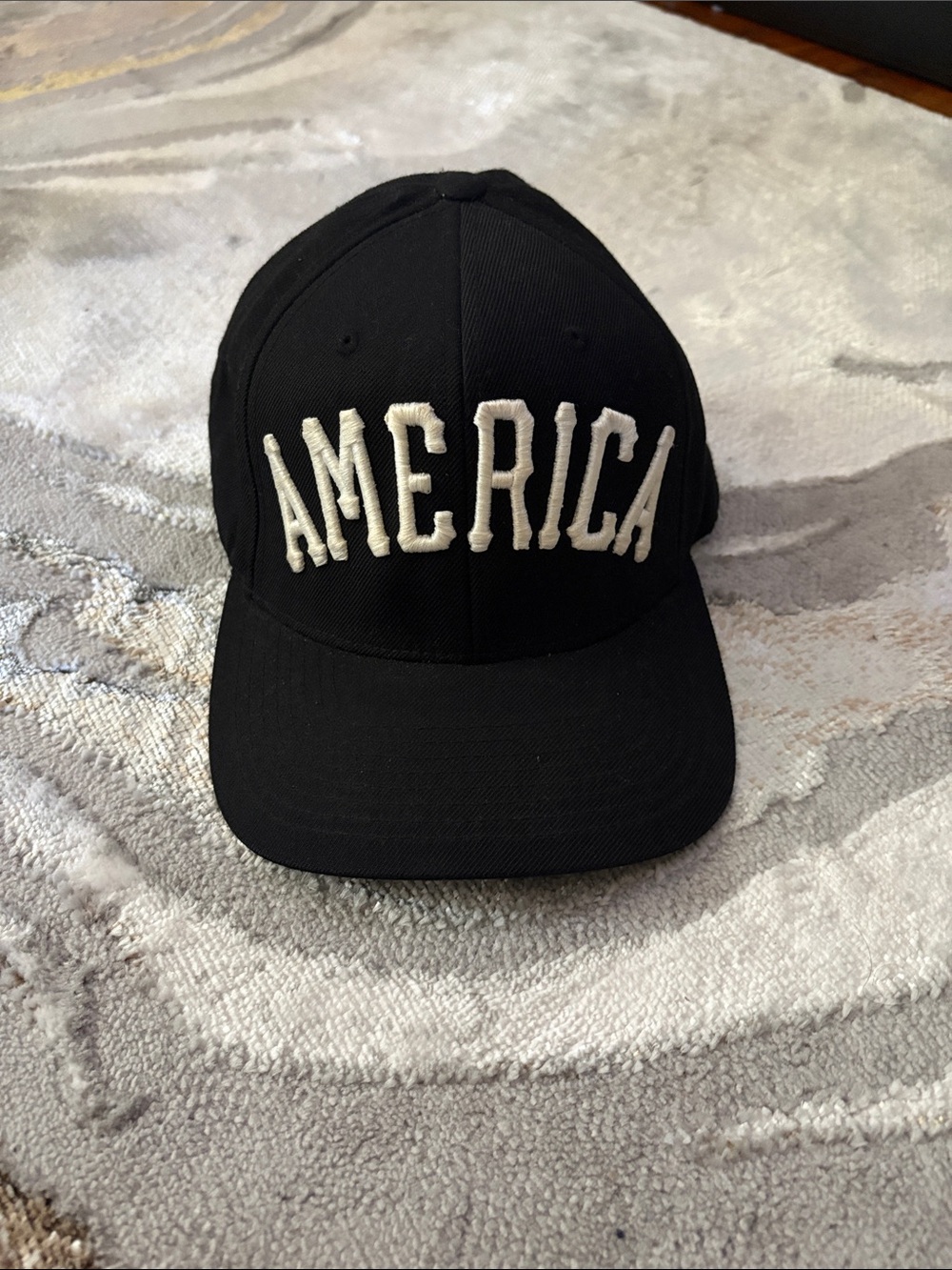 Black Baseball Cap with White 'AMERICA' Embroidery